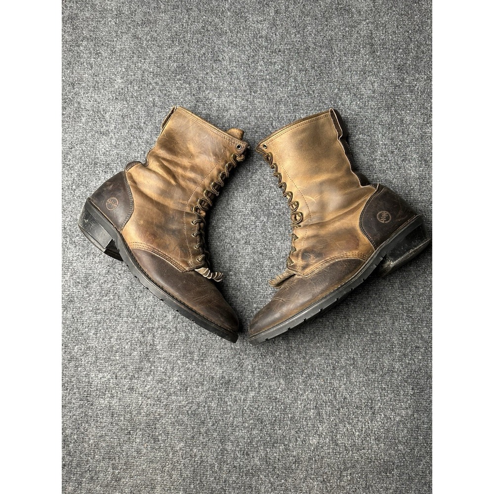 Mens Leather Work Boots‎ Double H Brown Lace Up Heavy Duty, Size US 11